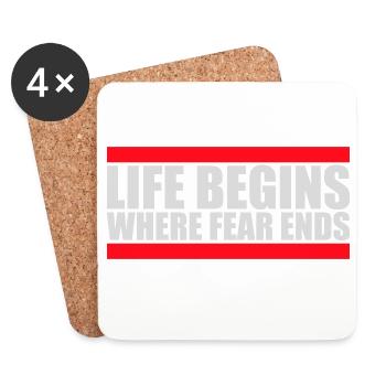 Life Begins Where Fear Ends Motivierend Zitat Logo - Untersetzer (4er-Set) - Weiß - Vorne