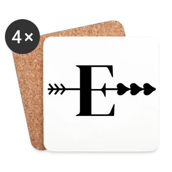 Letter e arrow heart - Coasters (set of 4) - white - Front