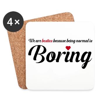 Cœur Besties Conception d’Amitié - Dessous de verre (lot de 4) - blanc - Devant