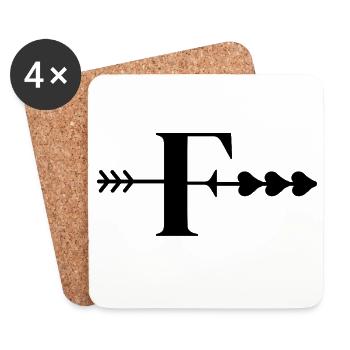 Letter f arrow heart - Coasters (set of 4) - white - Front