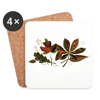 leaves - Coasters (set of 4) - white - Front