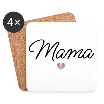 Mama Herz Geschenk Muttertag Familie - Untersetzer (4er-Set) - Weiß - Vorne