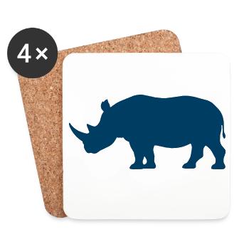 Rhinoceros silhouette in deep blue - Coasters (set of 4) - white - Front