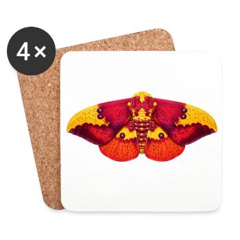 Imperial Moth Eacles imperialis Cartoon Style - Dessous de verre (lot de 4) - blanc - Devant