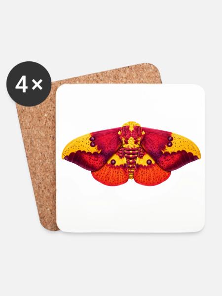 Imperial Moth Eacles imperialis Cartoon-Stil - Untersetzer (4er-Set) - Weiß