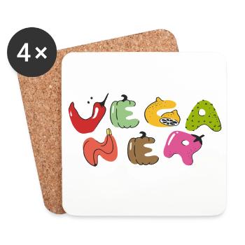 Vegan - Coasters (set of 4) - white - Front
