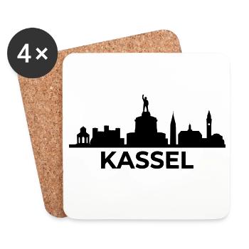 Kassel Wahrzeichen Silhouette skyline - Untersetzer (4er-Set) - Weiß - Vorne