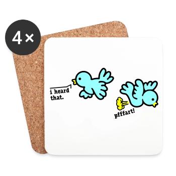 when birds fart - Dessous de verre (lot de 4) - blanc - Devant