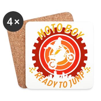 Motocross-Thema, Moto Boy. Moto springen, Sport. - Untersetzer (4er-Set) - Weiß - Vorne