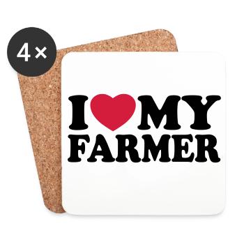 I love my farmer - Dessous de verre (lot de 4) - blanc - Devant