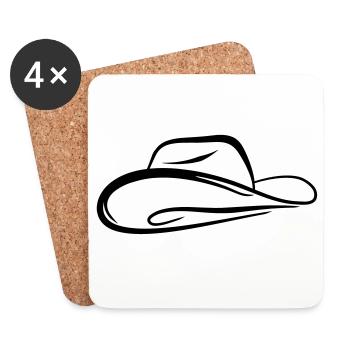Skizze Cowboyhut - Untersetzer (4er-Set) - Weiß - Vorne