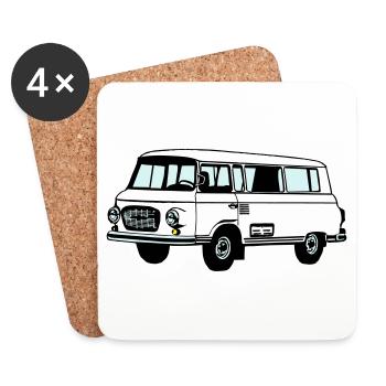 Barkas , Ostalgie , DDR Kult , Youngtimer (25) - Untersetzer (4er-Set) - Weiß - Vorne