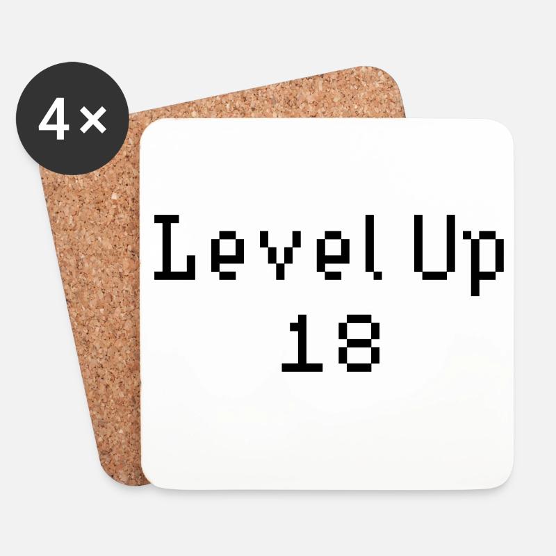 Level Up - 18. Geburtstag - Untersetzer (4er-Set) - Weiß