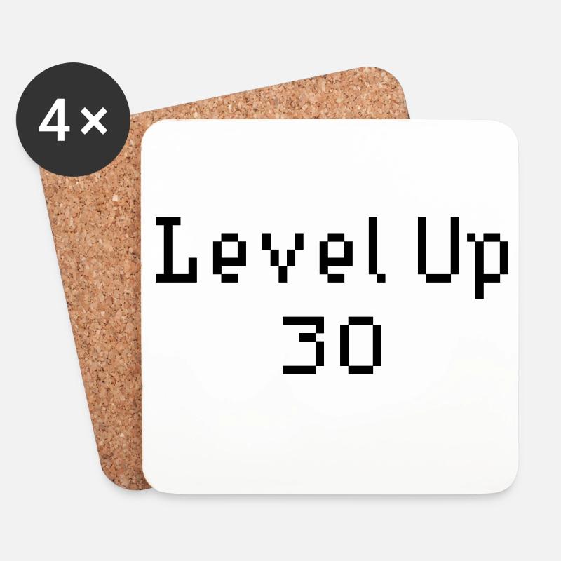 Level Up - 30. Geburtstag - Untersetzer (4er-Set) - Weiß