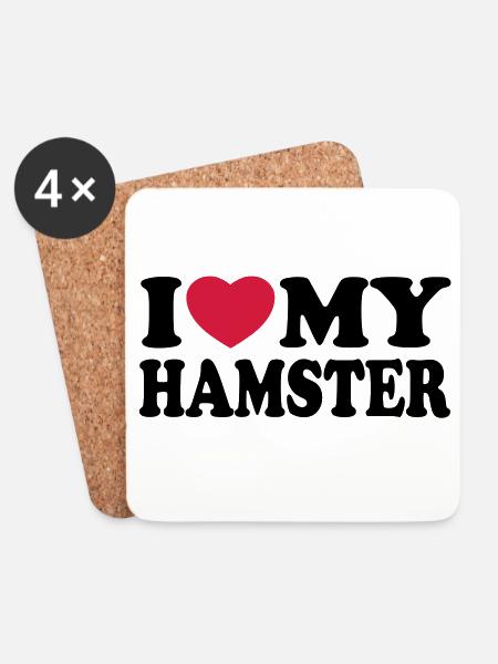 I love my hamster - Ich liebe mein Hamster - Untersetzer (4er-Set) - Weiß