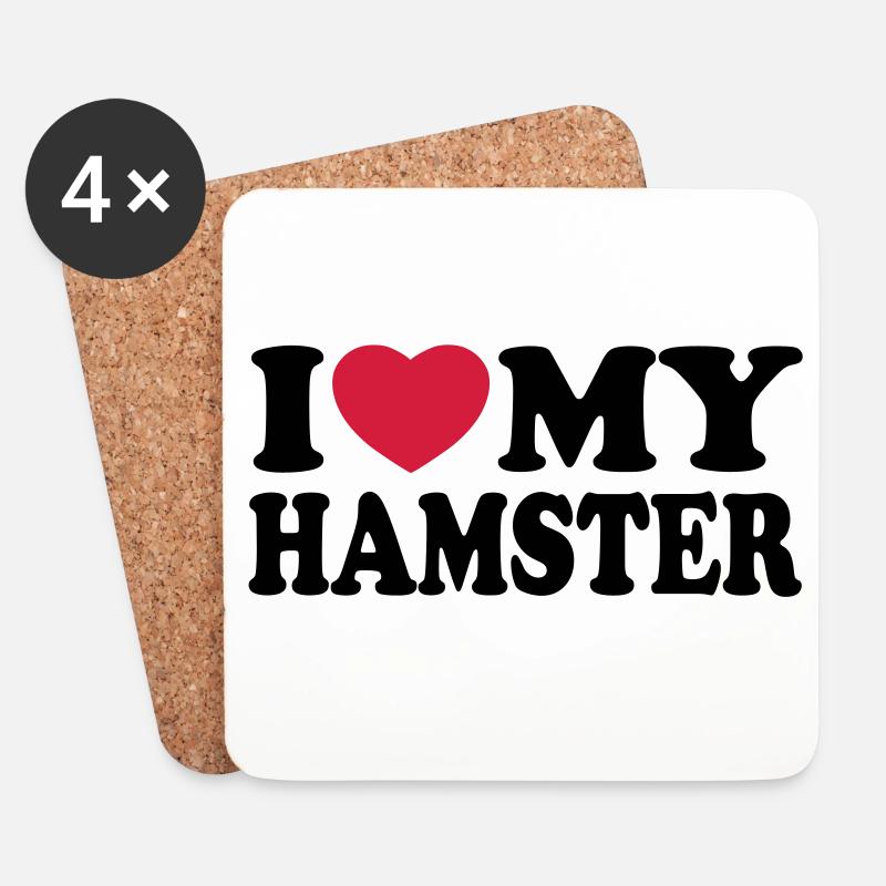 I love my hamster - Ich liebe mein Hamster - Untersetzer (4er-Set) - Weiß