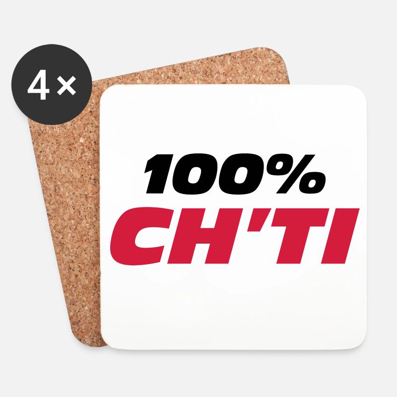 100% Ch'ti - Untersetzer (4er-Set) - Weiß