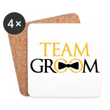 ringe team groom junggesellenabschied bachelor par - Untersetzer (4er-Set) - Weiß - Vorne