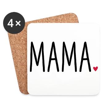 Mom Heart - Gift Mother's Day Child Love - Coasters (set of 4) - white - Front
