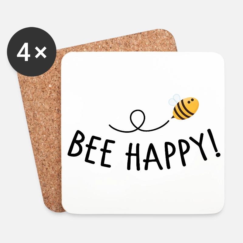 Bee happy - Untersetzer (4er-Set) - Weiß