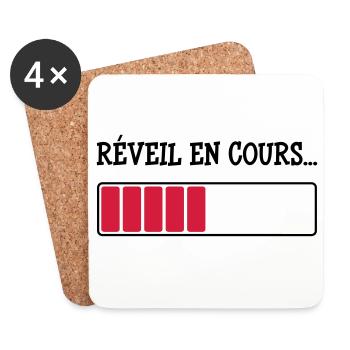 Réveil en cours... - Dessous de verre (lot de 4) - blanc - Devant