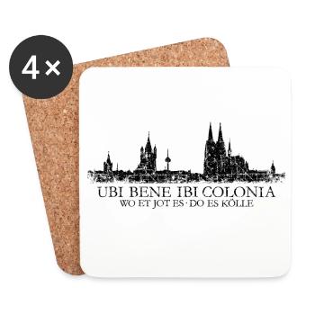 UBI BENE IBI COLONIA Kölner Skyline von Köln - Untersetzer (4er-Set) - Weiß - Vorne