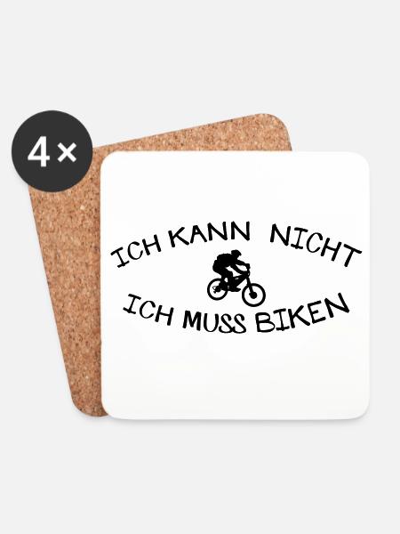Kann nicht muss Biken - Untersetzer (4er-Set) - Weiß