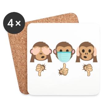 3 singes de mode (édition à deux ignorants) - Dessous de verre (lot de 4) - blanc - Devant