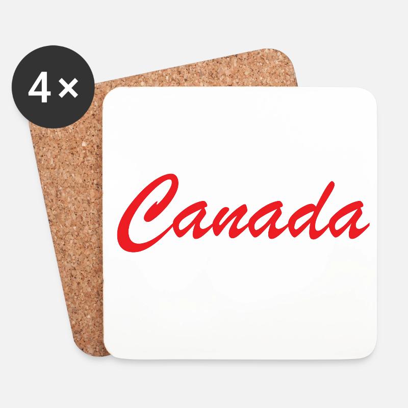 Canada Script Lettering Red - Coasters (set of 4) - white
