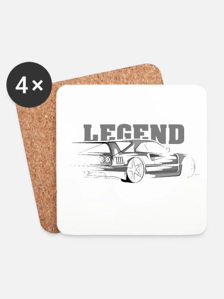 legend symbol team fast cars sketch illustration - Untersetzer (4er-Set) - Weiß
