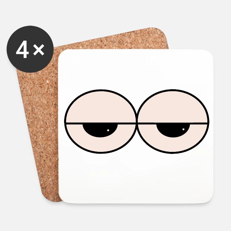 Schlummernde Augen Minimalstil - Untersetzer (4er-Set) - Weiß