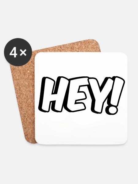 Hey Comic design - Coasters (set of 4) - white