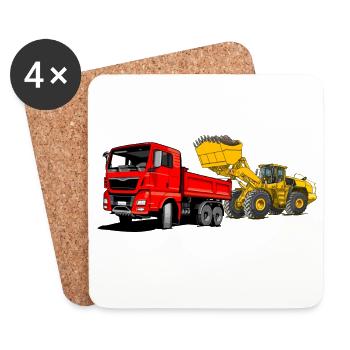 Baustelle, LKW, Radlader - Untersetzer (4er-Set) - Weiß - Vorne
