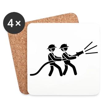 firefighter firefighter icon team - Coasters (set of 4) - white - Front