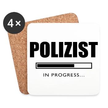 Polizist in progess Geschenk Polizei - Untersetzer (4er-Set) - Weiß - Vorne
