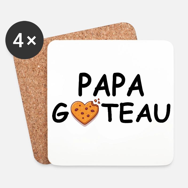 Papa Kuchen - Papa Geschenk Küche - Untersetzer (4er-Set) - Weiß