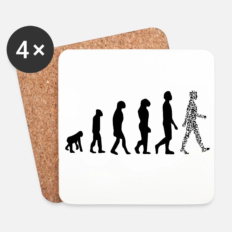 Evolution QR Code - Humor Gesundheits-Pass - Untersetzer (4er-Set) - Weiß