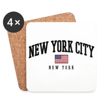 Drapeau vieillissant vintage de New York City - Dessous de verre (lot de 4) - blanc - Devant