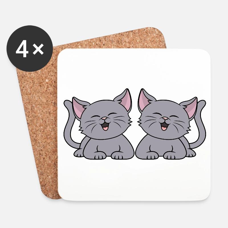 Süße graue Katzen Kätzchen Katzenbesitzerin Katze - Untersetzer (4er-Set) - Weiß