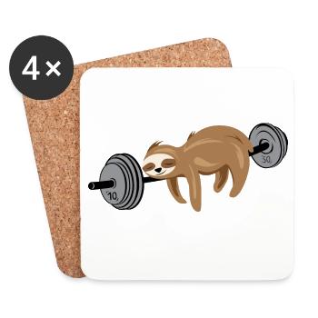Sloth strength fitness gym gweichte sport symbol - Dessous de verre (lot de 4) - blanc - Devant