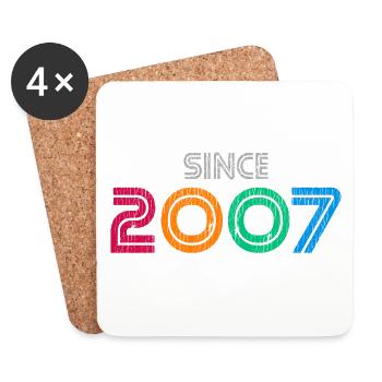 Seit 2007 | Vintage-Retro-Farbenes Jahr - Untersetzer (4er-Set) - Weiß - Vorne