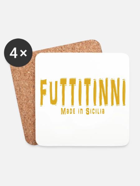 futtitinni hergestellt in Sizilien Sizilianische Trinacria - Untersetzer (4er-Set) - Weiß