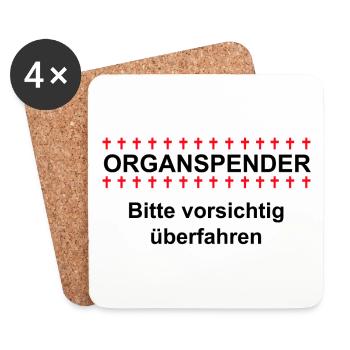 Organspender bitte vorsichtig überfahren. - Untersetzer (4er-Set) - Weiß - Vorne