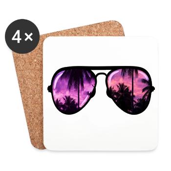 cool sunglasses with palm tree - Coasters (set of 4) - white - Front