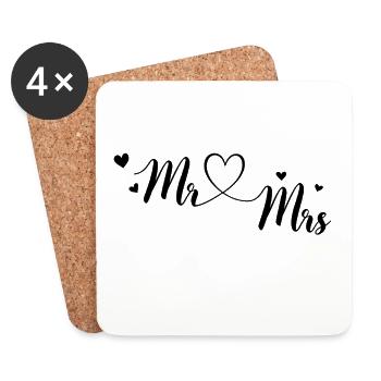 Mr & MRS à personnaliser - Dessous de verre (lot de 4) - blanc - Devant
