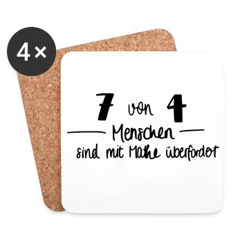 7 von 4 Menschen sind mit Mathe überfordert - Untersetzer (4er-Set) - Weiß - Vorne
