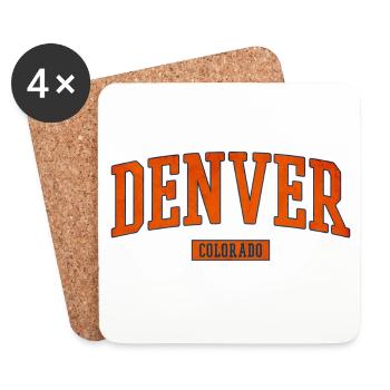 Imprimé universitaire vintage de Denver, Colorado - Dessous de verre (lot de 4) - blanc - Devant
