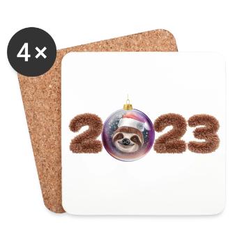 2023 boule de Noël paresseux mignon - Dessous de verre (lot de 4) - blanc - Devant