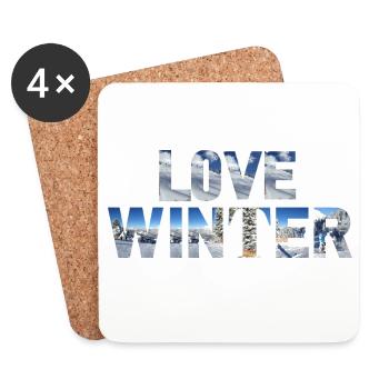 Love Winter - Skiing Winter Sports - Coasters (set of 4) - white - Front