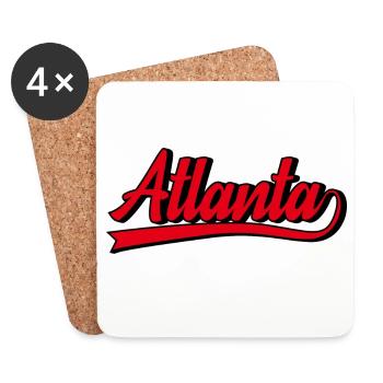 Lettrage Atlanta Style Rétro Rouge - Dessous de verre (lot de 4) - blanc - Devant